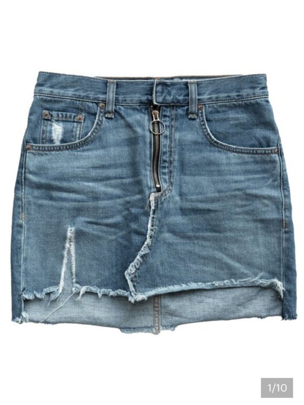 Rag & Bone Y2k Grunge Jean Skirt Ripped Distressed Edgy Metalcore Festival Denim